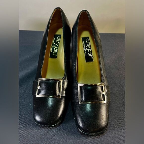 Cathy Jean - Black Leather Pumps - Picture 1 of 6